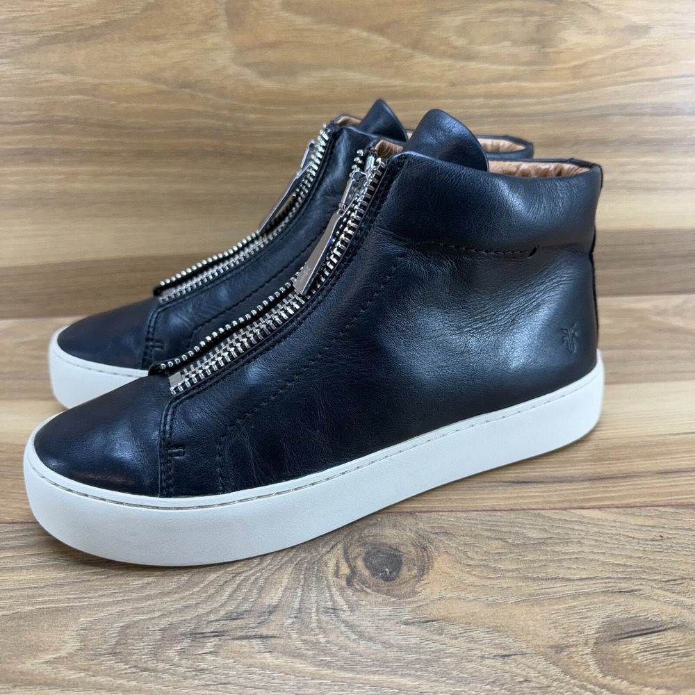 Frye Womens Size‎ 6 M Lena Zip High Sneakers Black Leather